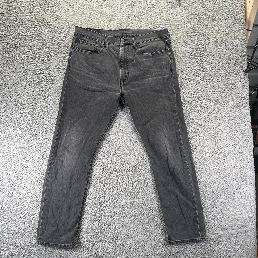 Levi's 522 Jeans Mens 36x30 Gray Cotton Denim Straight Whiskered Faded Stretch